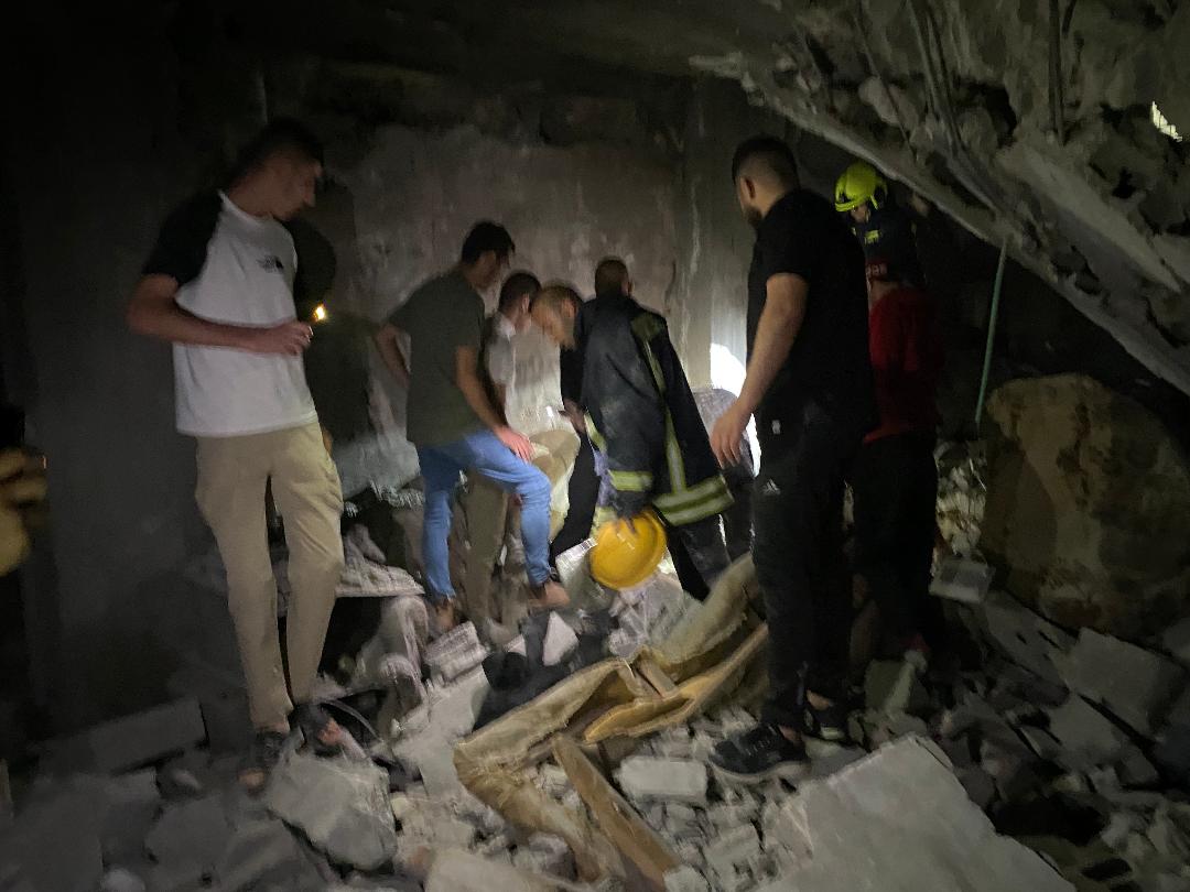 المنزل المستهدف. (تصوير ثائر أبو بكر/وفا)